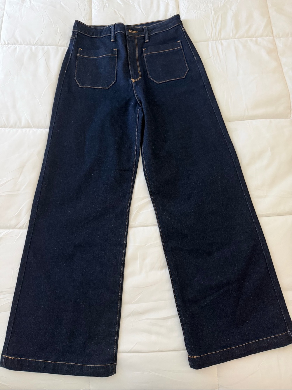 Just Black Denim Dark Wash High Rise Patch Picket Wide-Leg Women's Jeans Size 30